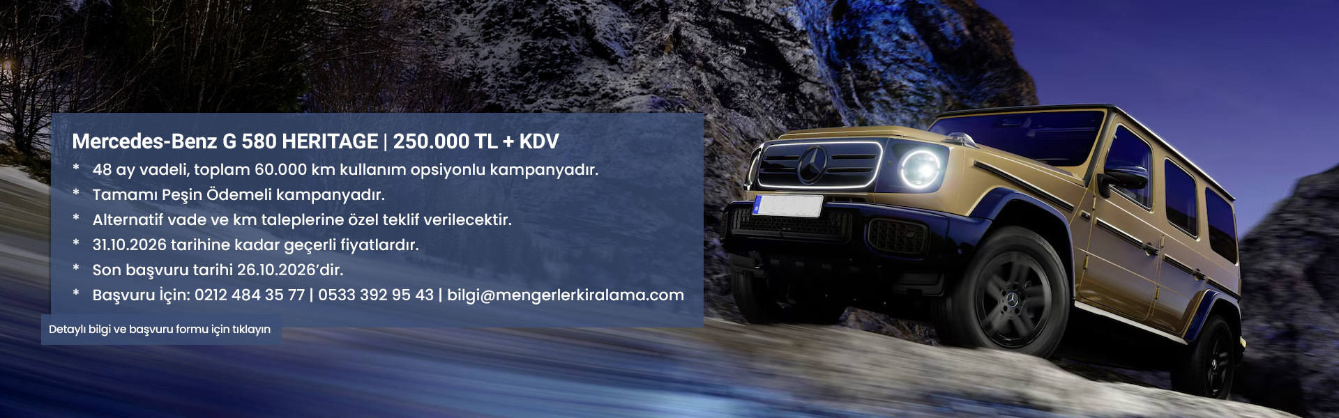 Mercedes-Benz G 580 HERITAGE | 250.000 TL + KDV | Peşin Ödemeli Kampanya